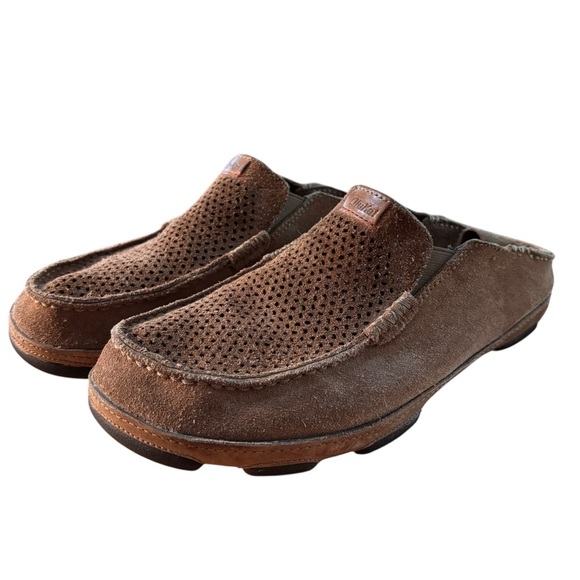 OluKai Moloa Kohana Perforated Leather Slip-On Shoes – Men’s Sz 11 (Brown)